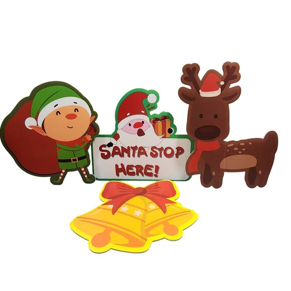 8 Pc Christmas Cut Out Yard Lawn Art Signs Stakes Walkway Outdoor Decorations - Picture 1 of 14